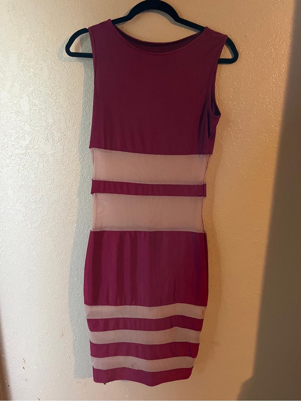 Sleeveless Purple & Cream Striped Bodycon Dress